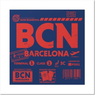 Vintage Barcelona BCN Airport Code Travel Day Retro Travel Tag Posters and Art